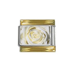 White Roses Flowers Plant Romance Blossom Bloom Nature Flora Petals Gold Trim Italian Charm (9mm) by Proyonanggan