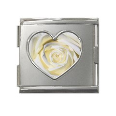 White Roses Flowers Plant Romance Blossom Bloom Nature Flora Petals Mega Link Heart Italian Charm (18mm)