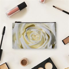 White Roses Flowers Plant Romance Blossom Bloom Nature Flora Petals Cosmetic Bag (small) by Proyonanggan