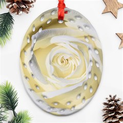 White Roses Flowers Plant Romance Blossom Bloom Nature Flora Petals Ornament (oval Filigree) by Proyonanggan