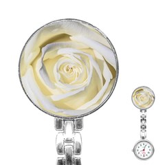 White Roses Flowers Plant Romance Blossom Bloom Nature Flora Petals Stainless Steel Nurses Watch by Proyonanggan