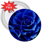 Blue Roses Flowers Plant Romance Blossom Bloom Nature Flora Petals 3  Buttons (10 pack)  Front