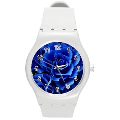 Blue Roses Flowers Plant Romance Blossom Bloom Nature Flora Petals Round Plastic Sport Watch (m) by Proyonanggan