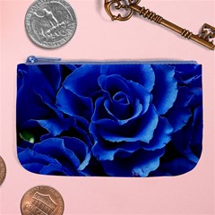 Blue Roses Flowers Plant Romance Blossom Bloom Nature Flora Petals Large Coin Purse by Proyonanggan