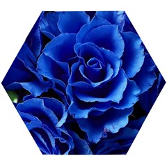 Blue Roses Flowers Plant Romance Blossom Bloom Nature Flora Petals Wooden Puzzle Hexagon by Proyonanggan