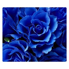 Blue Roses Flowers Plant Romance Blossom Bloom Nature Flora Petals Premium Plush Fleece Blanket (small) by Proyonanggan