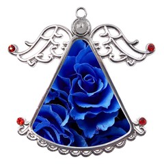 Blue Roses Flowers Plant Romance Blossom Bloom Nature Flora Petals Metal Angel With Crystal Ornament by Proyonanggan