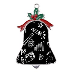 Knowledge Drawing Education Science Metal Holly Leaf Bell Ornament by Proyonanggan