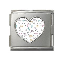 Doodle Pattern Mega Link Heart Italian Charm (18mm)