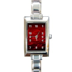 Rose Red Rose Red Flower Petals Waves Glow Rectangle Italian Charm Watch by Proyonanggan