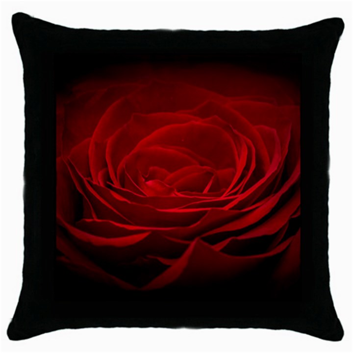 Rose Red Rose Red Flower Petals Waves Glow Throw Pillow Case (Black)