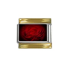 Rose Red Rose Red Flower Petals Waves Glow Gold Trim Italian Charm (9mm) by Proyonanggan