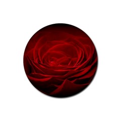 Rose Red Rose Red Flower Petals Waves Glow Rubber Round Coaster (4 Pack) by Proyonanggan