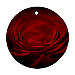 Rose Red Rose Red Flower Petals Waves Glow Round Ornament (two Sides) by Proyonanggan