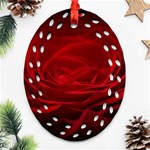 Rose Red Rose Red Flower Petals Waves Glow Ornament (Oval Filigree) Front