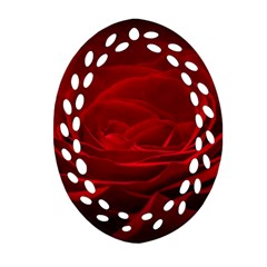 Rose Red Rose Red Flower Petals Waves Glow Oval Filigree Ornament (two Sides) by Proyonanggan