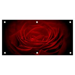 Rose Red Rose Red Flower Petals Waves Glow Banner And Sign 6  X 3  by Proyonanggan