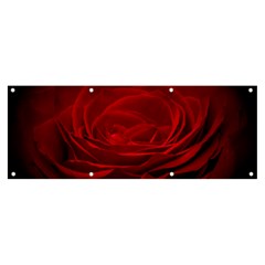 Rose Red Rose Red Flower Petals Waves Glow Banner And Sign 8  X 3  by Proyonanggan