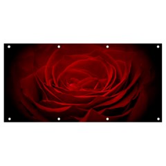 Rose Red Rose Red Flower Petals Waves Glow Banner And Sign 8  X 4  by Proyonanggan