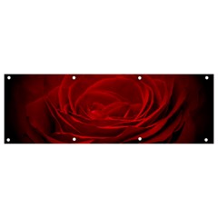 Rose Red Rose Red Flower Petals Waves Glow Banner And Sign 9  X 3  by Proyonanggan