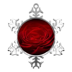 Rose Red Rose Red Flower Petals Waves Glow Metal Small Snowflake Ornament by Proyonanggan