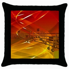 Music Notes Melody Note Sound Throw Pillow Case (black) by Proyonanggan