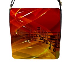 Music Notes Melody Note Sound Flap Closure Messenger Bag (l) by Proyonanggan