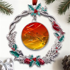 Music Notes Melody Note Sound Metal X mas Wreath Holly Leaf Ornament by Proyonanggan