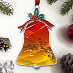 Music Notes Melody Note Sound Metal Holly Leaf Bell Ornament by Proyonanggan