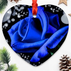 Blue Rose Bloom Blossom Heart Ornament (two Sides)