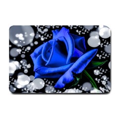 Blue Rose Bloom Blossom Small Doormat by Proyonanggan