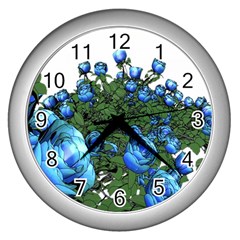 Flowers Roses Rose Nature Bouquet Wall Clock (silver)