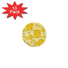 Party Confetti Yellow Squares 1  Mini Buttons (10 Pack)  by Proyonanggan