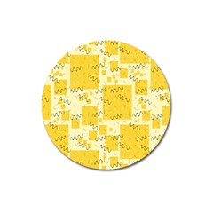 Party Confetti Yellow Squares Magnet 3  (round) by Proyonanggan