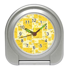 Party Confetti Yellow Squares Travel Alarm Clock by Proyonanggan