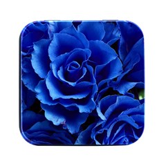 Roses Flowers Plant Romance Square Metal Box (black)