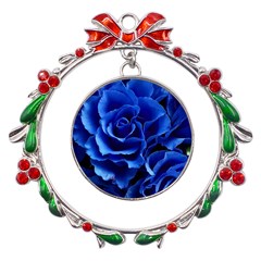 Roses Flowers Plant Romance Metal X mas Wreath Ribbon Ornament by Proyonanggan