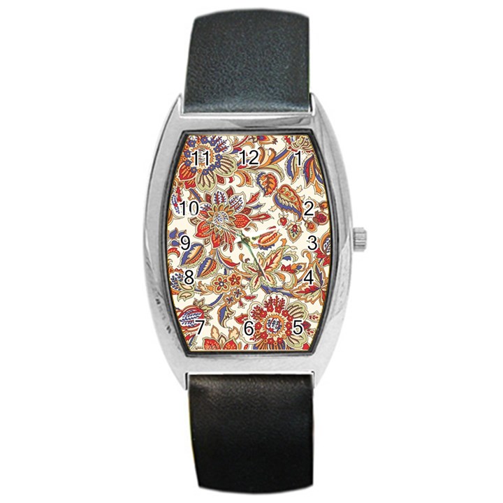 Retro Paisley Patterns, Floral Patterns, Background Barrel Style Metal Watch