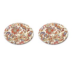 Retro Paisley Patterns, Floral Patterns, Background Cufflinks (oval)