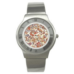 Retro Paisley Patterns, Floral Patterns, Background Stainless Steel Watch by nateshop