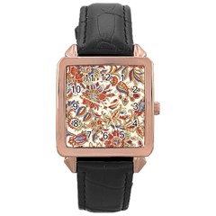 Retro Paisley Patterns, Floral Patterns, Background Rose Gold Leather Watch  by nateshop