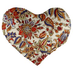 Retro Paisley Patterns, Floral Patterns, Background Large 19  Premium Flano Heart Shape Cushions by nateshop