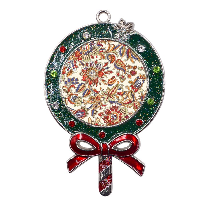 Retro Paisley Patterns, Floral Patterns, Background Metal X Mas Lollipop with Crystal Ornament