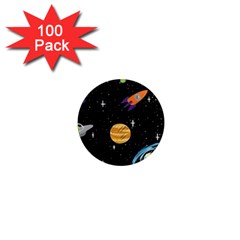 Space Cartoon, Planets, Rockets 1  Mini Magnets (100 Pack)  by nateshop