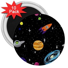 Space Cartoon, Planets, Rockets 3  Magnets (10 Pack) 