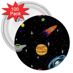 Space Cartoon, Planets, Rockets 3  Buttons (100 Pack) 