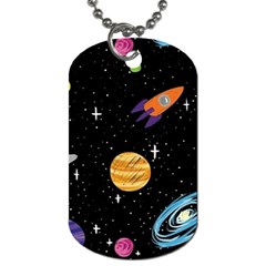 Space Cartoon, Planets, Rockets Dog Tag (two Sides) by nateshop