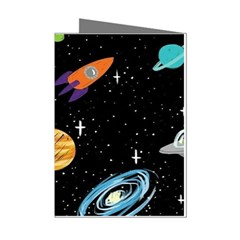 Space Cartoon, Planets, Rockets Mini Greeting Cards (pkg Of 8) by nateshop