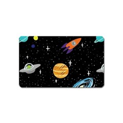 Space Cartoon, Planets, Rockets Magnet (name Card) by nateshop