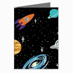 Space Cartoon, Planets, Rockets Greeting Card by nateshop